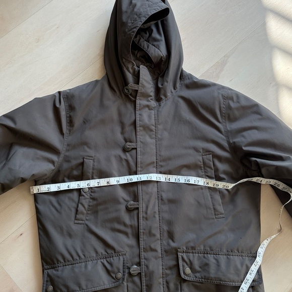 uniqlo mens 3/4 parka coat with hood olive green sz small - Picture 12 of 13